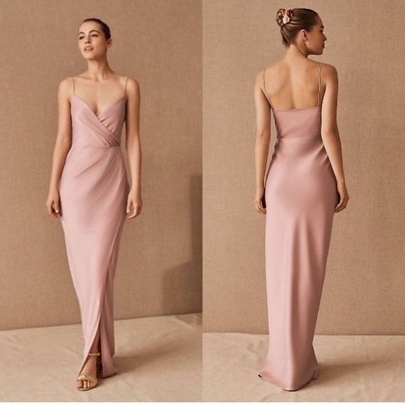 BHLDN Dresses & Skirts - BHLDN Freya Satin Charmeuse  Maxi Dress US Sz 10 Dusty Rose Mauve Pink Bridal